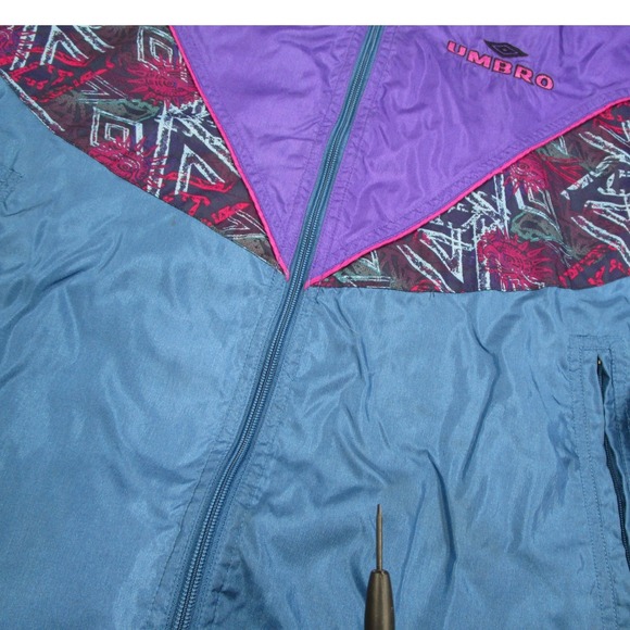 Vintage Umbro Windbreaker Jacket Mens Medium Purple Blue 90s Colorblock Retro - Picture 6 of 12